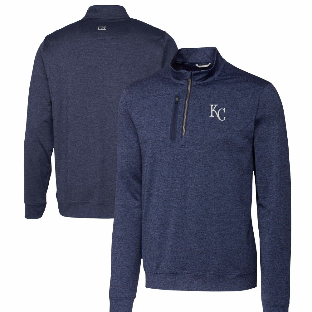 Kansas City Royals Cutter & Buck Stealth Heathered Quarter-Zip Pullover Top Navy