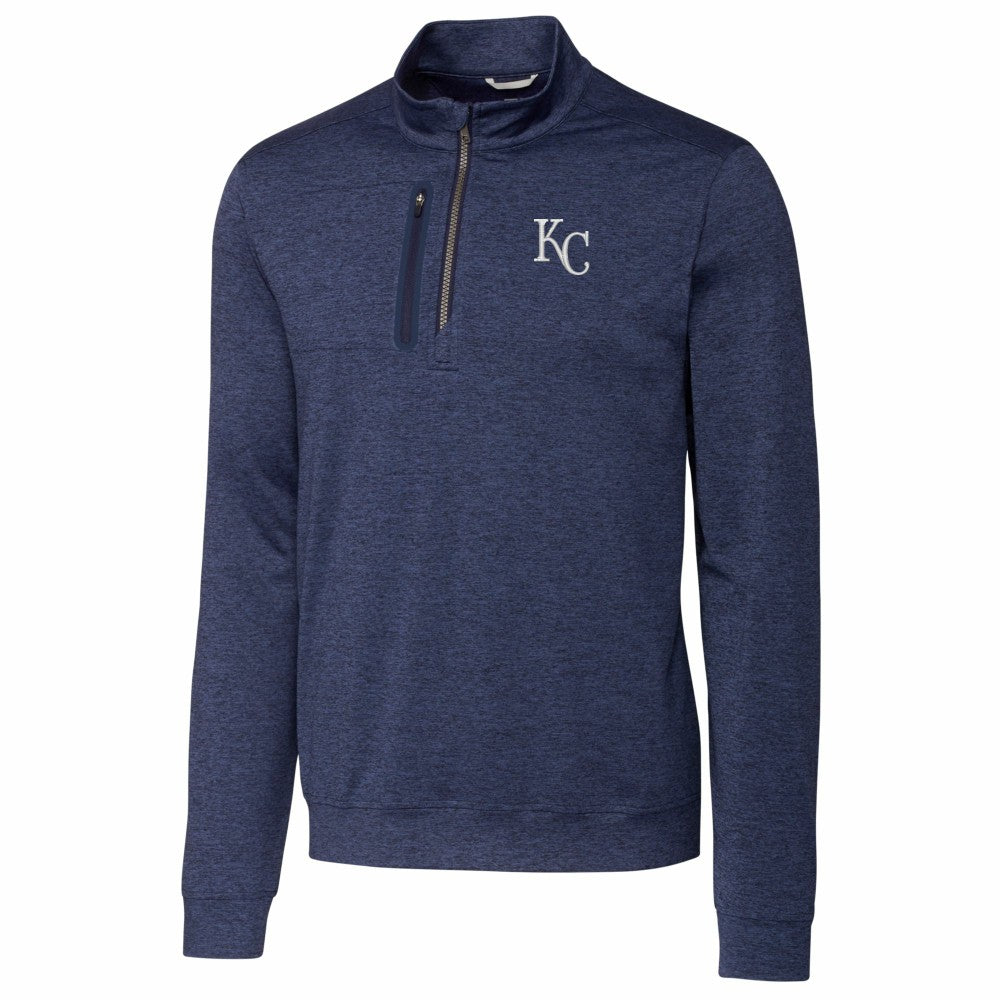 Kansas City Royals Cutter & Buck Stealth Heathered Quarter-Zip Pullover Top Navy