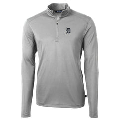 Detroit Tigers Cutter & Buck Virtue Eco Pique Recycled Quarter-Zip Pullover Top Gray