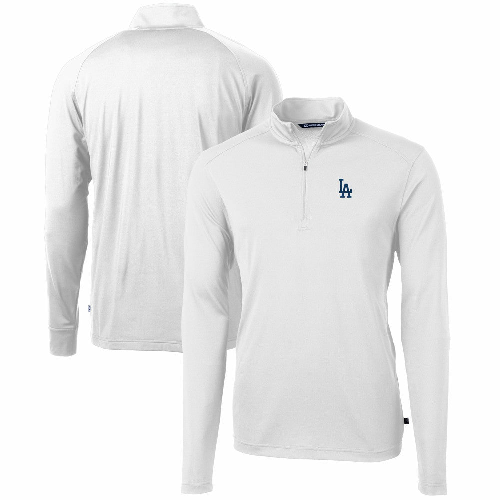 Los Angeles Dodgers Cutter & Buck Virtue Eco Pique Recycled Quarter-Zip Pullover Top White