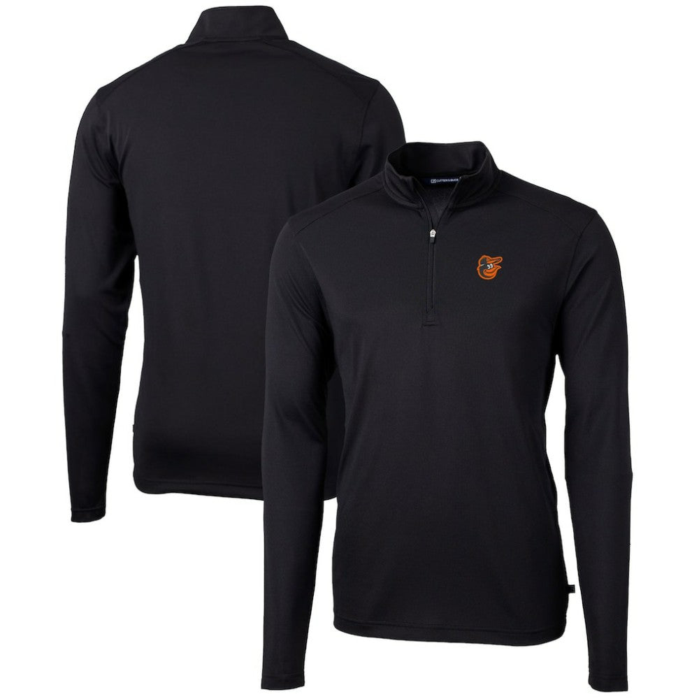 Baltimore Orioles Cutter & Buck Virtue Eco Pique Recycled Quarter-Zip Pullover Top Black