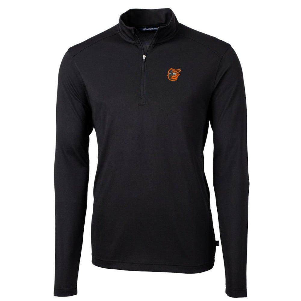 Baltimore Orioles Cutter & Buck Virtue Eco Pique Recycled Quarter-Zip Pullover Top Black