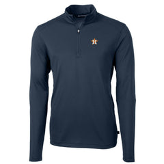 Houston Astros Cutter & Buck Virtue Eco Pique Recycled Quarter-Zip Pullover Top Navy
