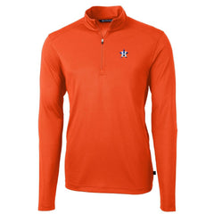 Houston Astros Cutter & Buck Virtue Eco Pique Recycled Quarter-Zip Pullover Top Orange