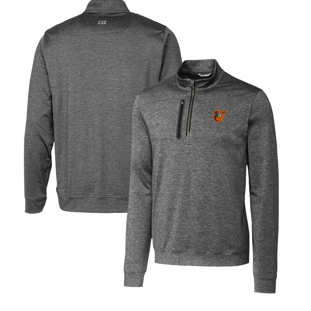 Baltimore Orioles Cutter & Buck Stealth Heathered Quarter-Zip Pullover Top Gray