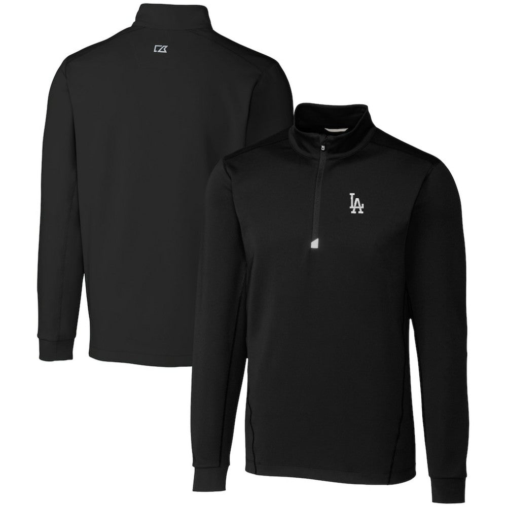 Los Angeles Dodgers Cutter & Buck Big & Tall Traverse Stretch Quarter-Zip Pullover Top Black