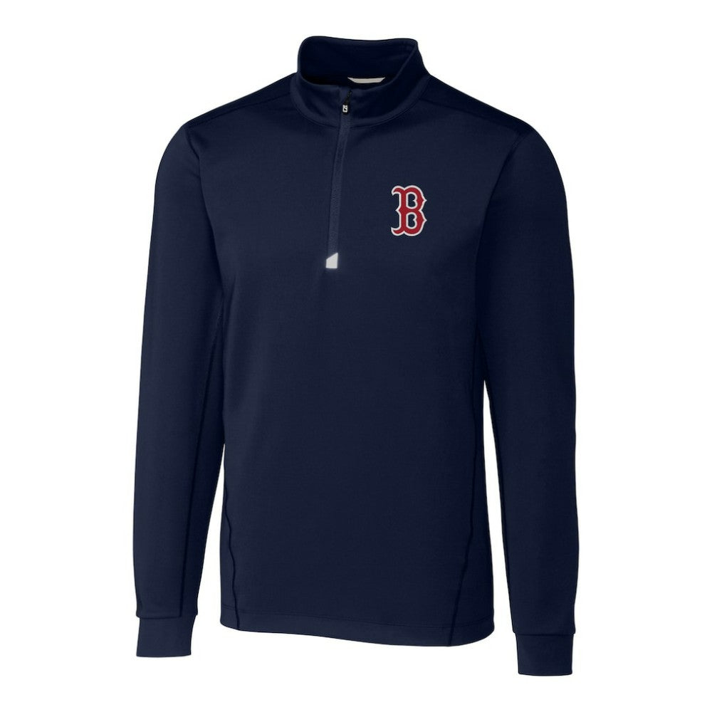 Boston Red Sox Cutter & Buck Big & Tall Traverse Stretch Quarter-Zip Pullover Top Navy