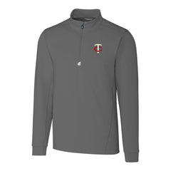 Minnesota Twins Cutter & Buck Big & Tall Traverse Stretch Quarter-Zip Pullover Top Gray