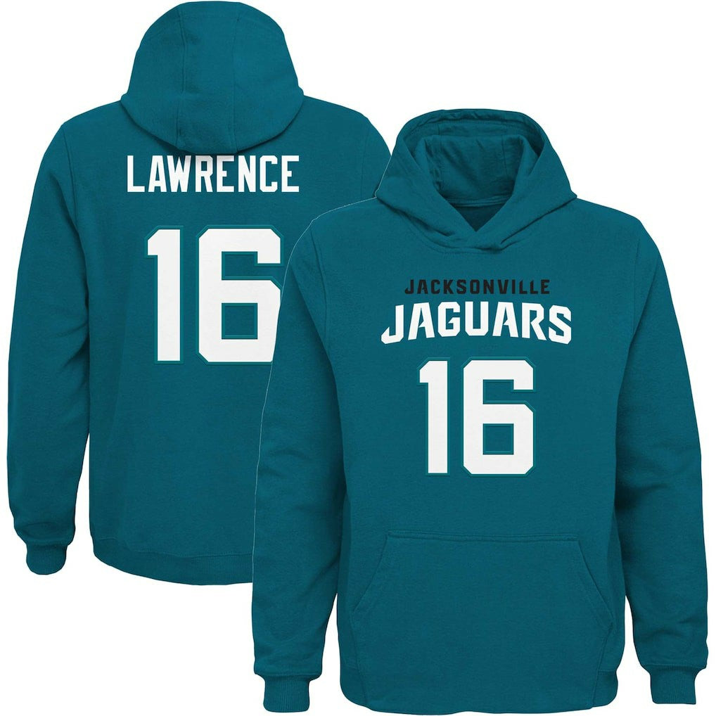 Trevor Lawrence Jacksonville Jaguars Youth Mainliner Player Name & Number Pullover Hoodie - Teal cheap