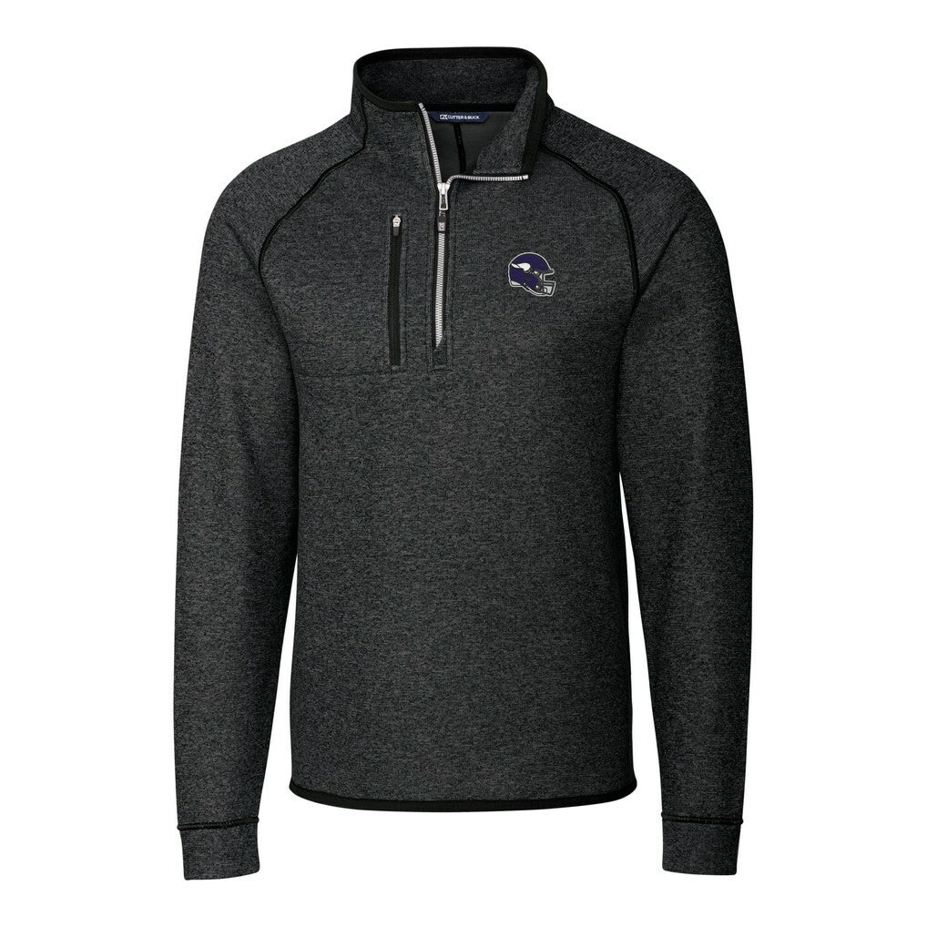 Minnesota Vikings Cutter & Buck Helmet Mainsail Sweater-Knit Half-Zip Pullover Jacket - Charcoal on sale