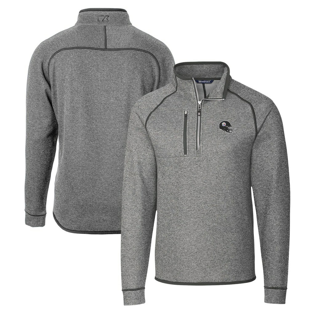 Pittsburgh Steelers Cutter & Buck Helmet Mainsail Sweater-Knit Half-Zip Pullover Jacket - Silver outlet