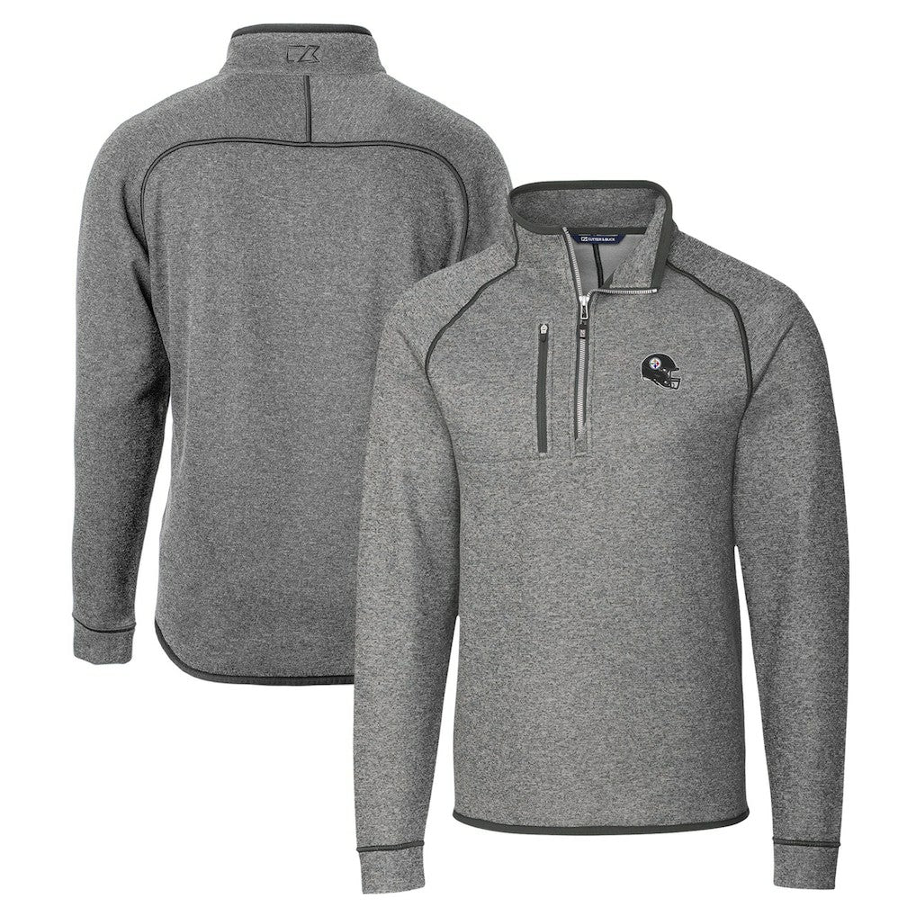 Pittsburgh Steelers Cutter & Buck Helmet Mainsail Sweater-Knit Half-Zip Pullover Jacket - Silver outlet