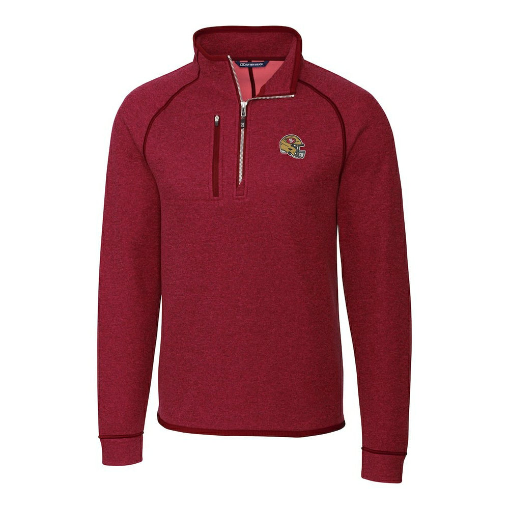 San Francisco 49ers Cutter & Buck Helmet Mainsail Sweater-Knit Half-Zip Pullover Jacket - Red online