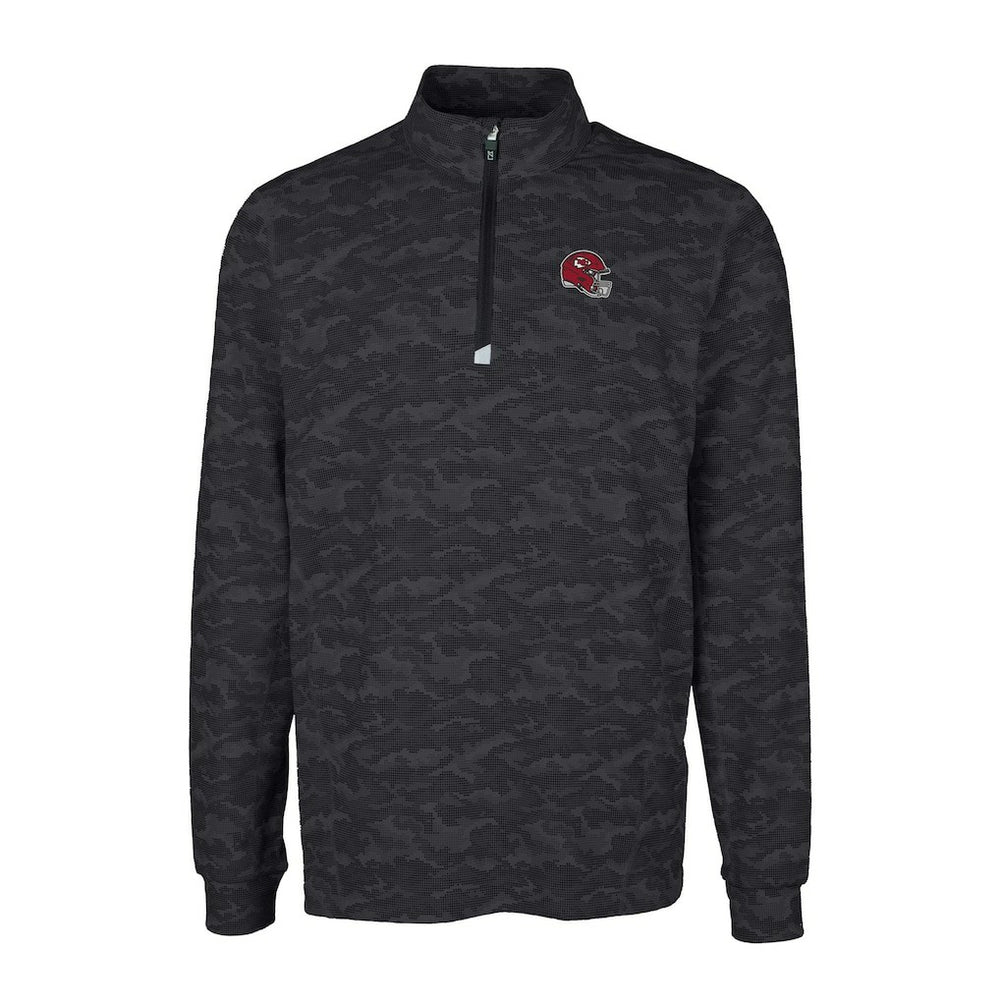 Kansas City Chiefs Cutter & Buck Helmet Traverse Camo Print Stretch Quarter-Zip Pullover Top - Black cheap