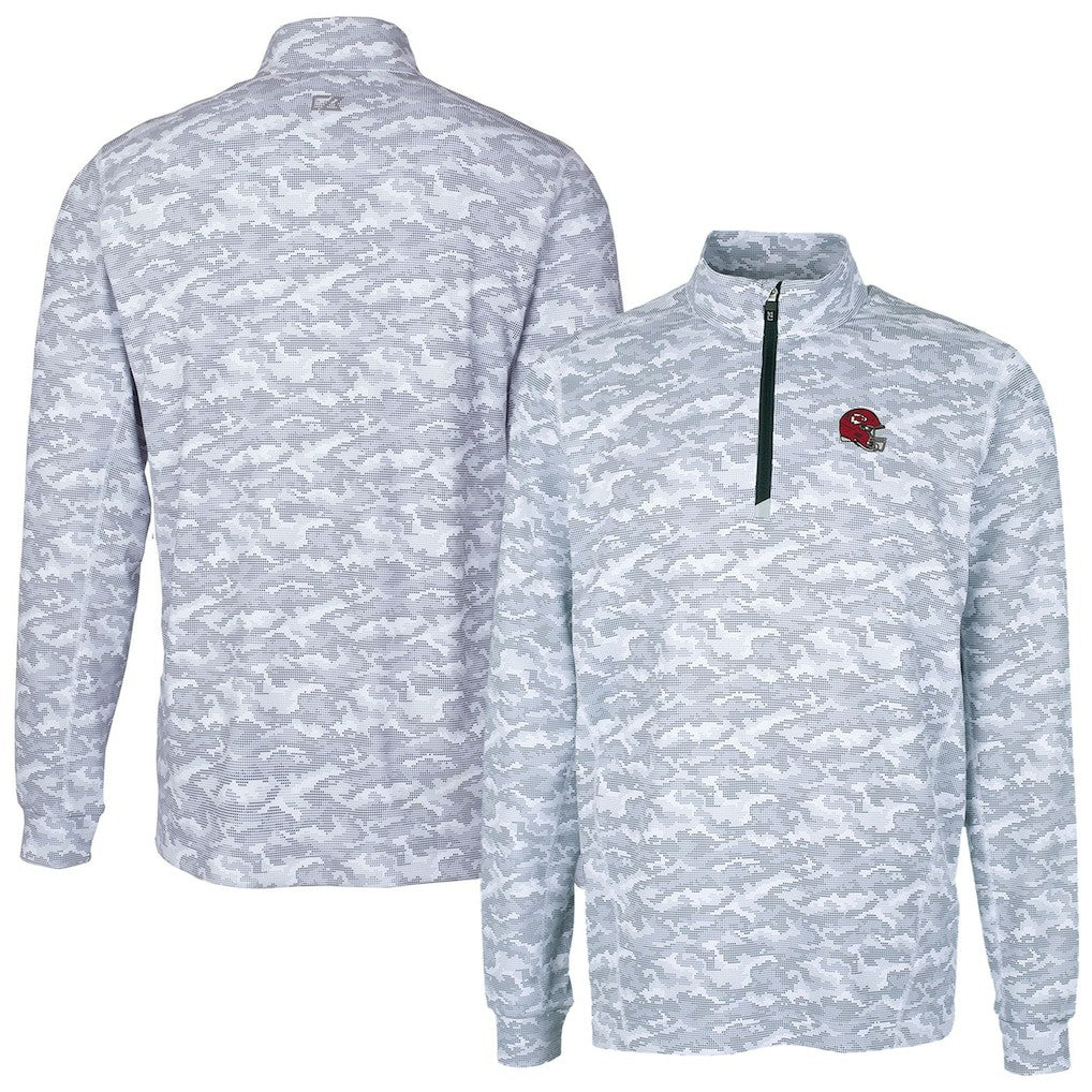 Kansas City Chiefs Cutter & Buck Helmet Traverse Camo Print Stretch Quarter-Zip Pullover Top - Charcoal sale
