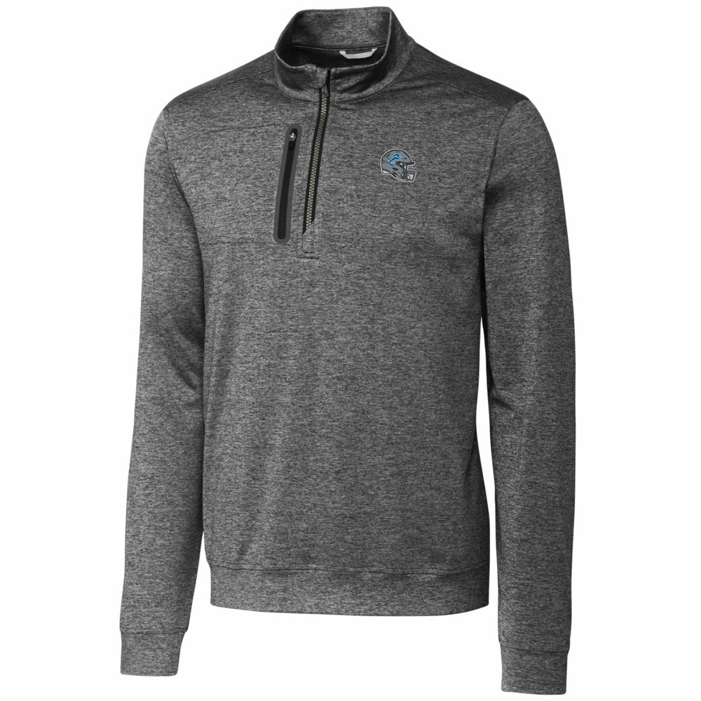 Detroit Lions Cutter & Buck Helmet Stealth Heathered Quarter-Zip Pullover Top - Gray for sale