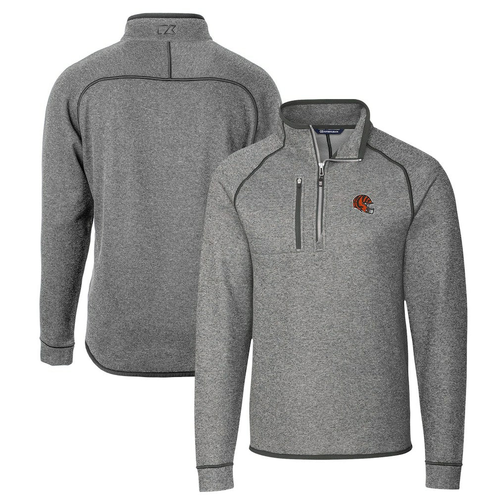 Cincinnati Bengals Cutter & Buck Helmet Mainsail Sweater-Knit Half-Zip Pullover Jacket - Silver outlet