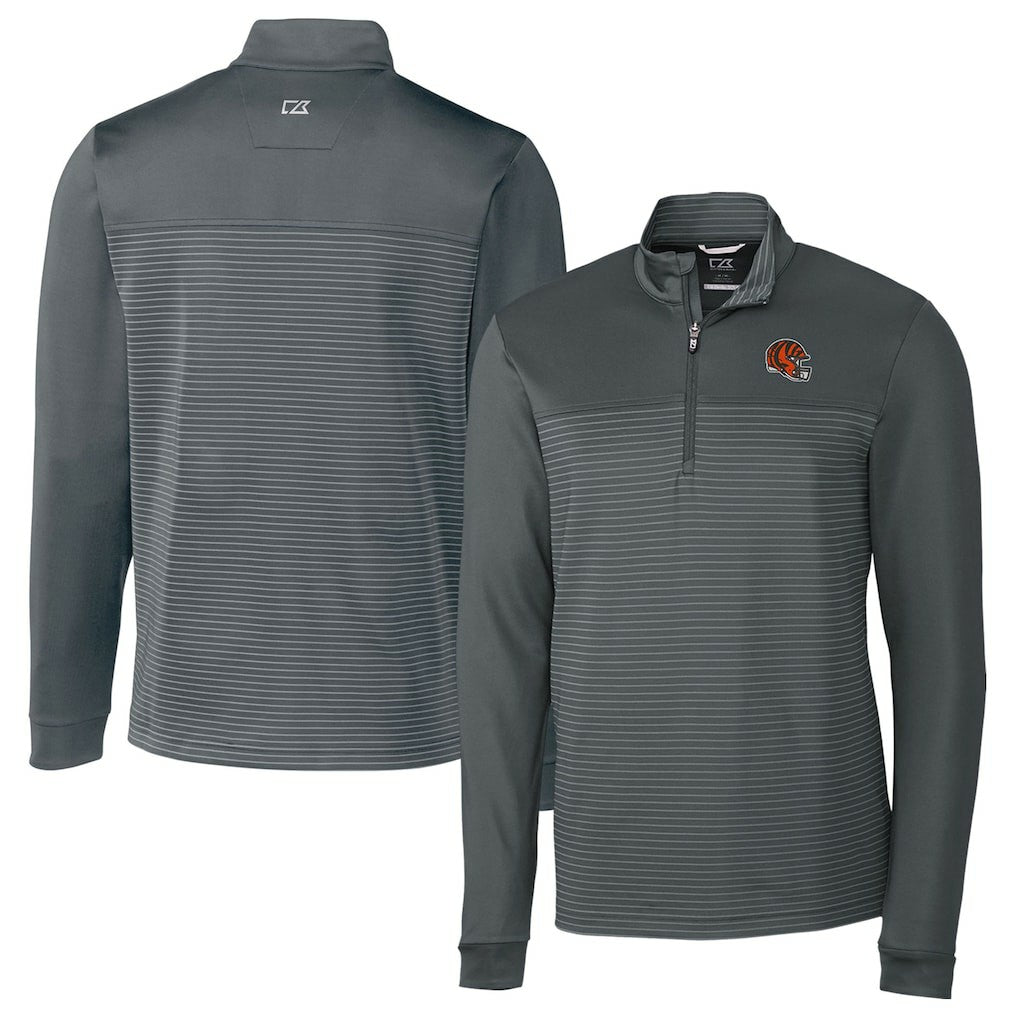Cincinnati Bengals Cutter & Buck Traverse Stripe Stretch Quarter-Zip Pullover Top - Gray online