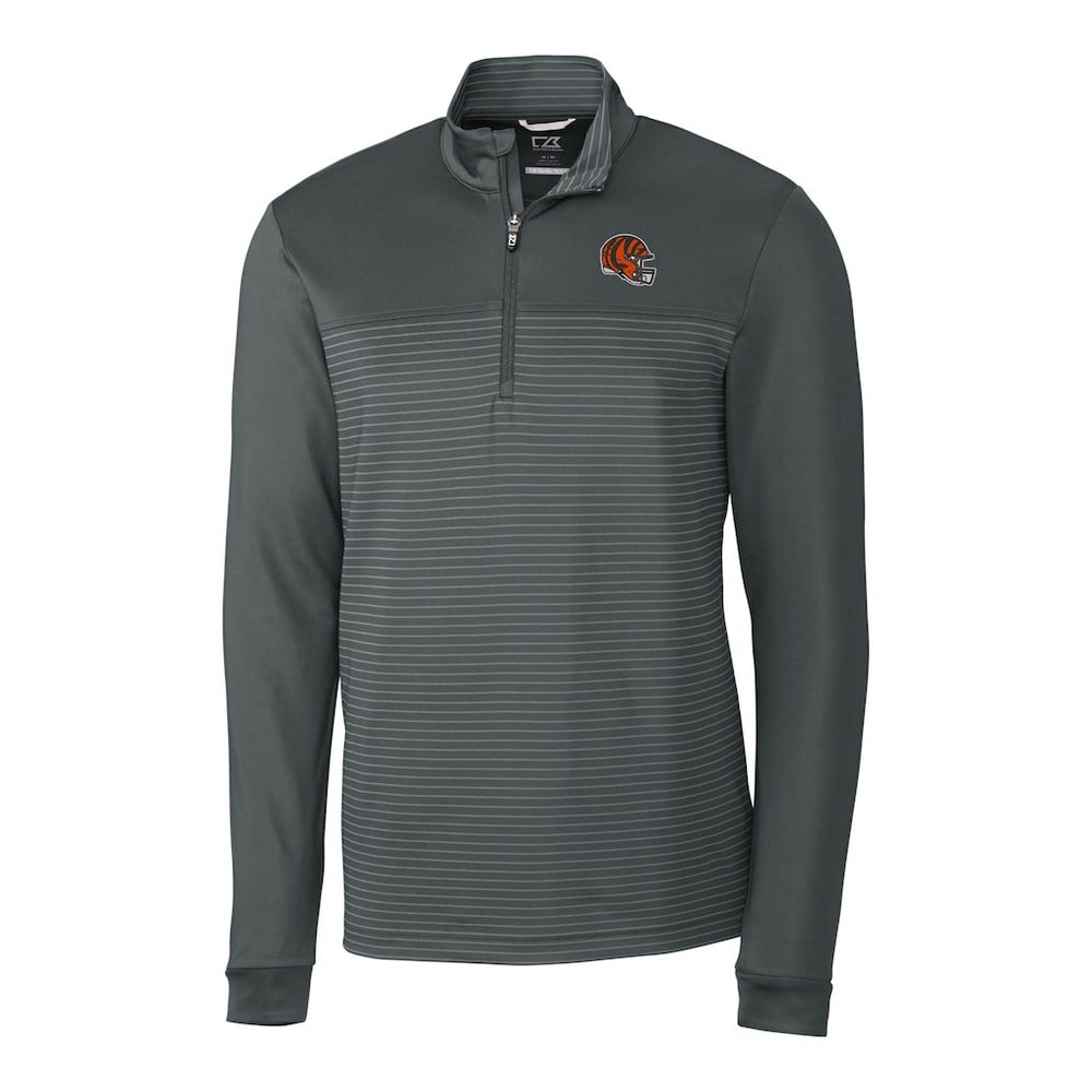 Cincinnati Bengals Cutter & Buck Traverse Stripe Stretch Quarter-Zip Pullover Top - Gray online