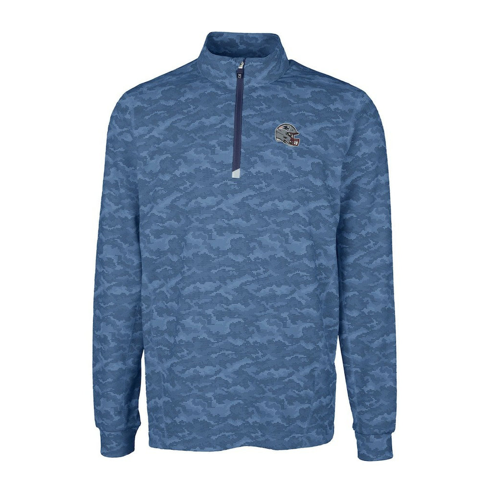 New England Patriots Cutter & Buck Helmet Traverse Camo Print Stretch Quarter-Zip Pullover Top - Navy discount
