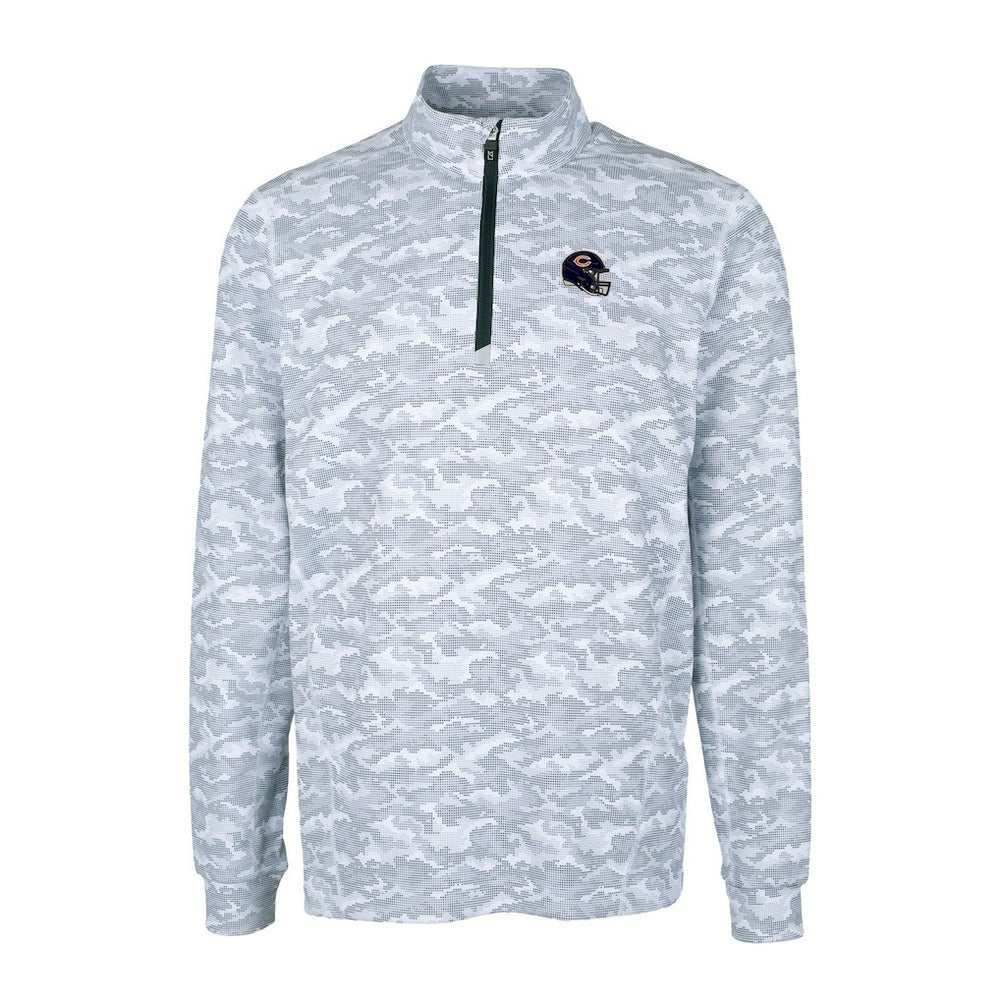 Chicago Bears Cutter & Buck Helmet Traverse Camo Print Stretch Quarter-Zip Pullover Top - Charcoal online