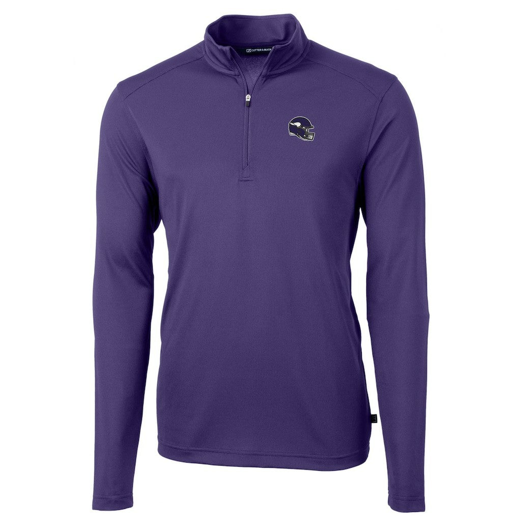 Minnesota Vikings Cutter & Buck Helmet Virtue Eco Pique Recycled Quarter-Zip Pullover Top - Purple for sale