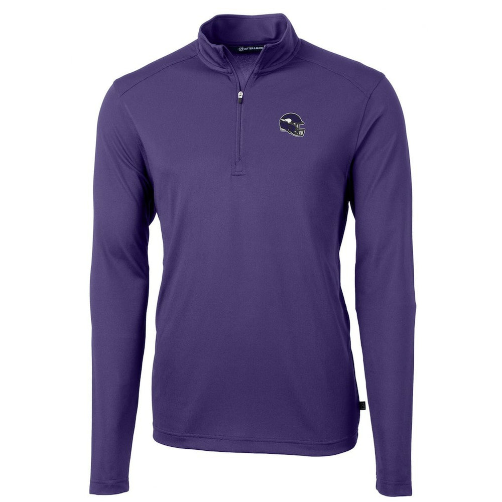 Minnesota Vikings Cutter & Buck Helmet Virtue Eco Pique Recycled Quarter-Zip Pullover Top - Purple for sale