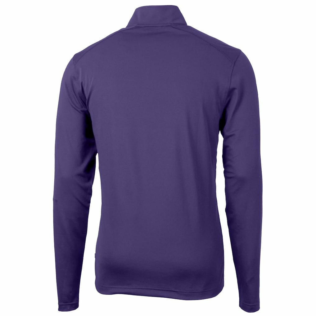 Minnesota Vikings Cutter & Buck Helmet Virtue Eco Pique Recycled Quarter-Zip Pullover Top - Purple for sale