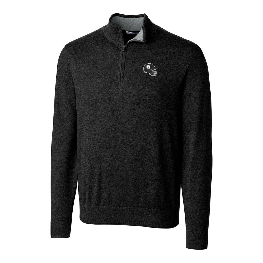 Pittsburgh Steelers Cutter & Buck Helmet Lakemont Tri-Blend Quarter-Zip Pullover Sweater - Black on sale