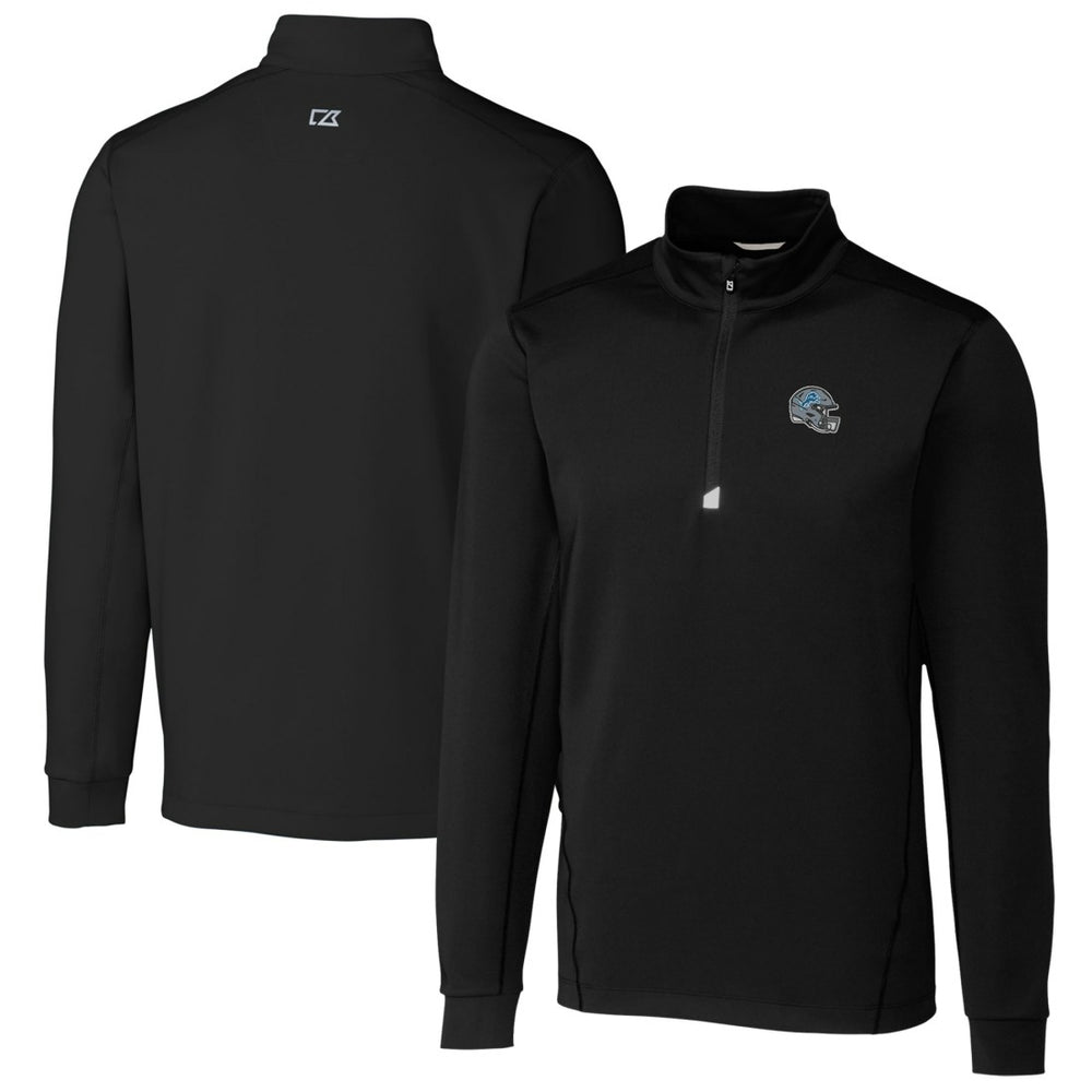 Detroit Lions Cutter & Buck Helmet Traverse Stretch Quarter-Zip Pullover Top - Black for sale