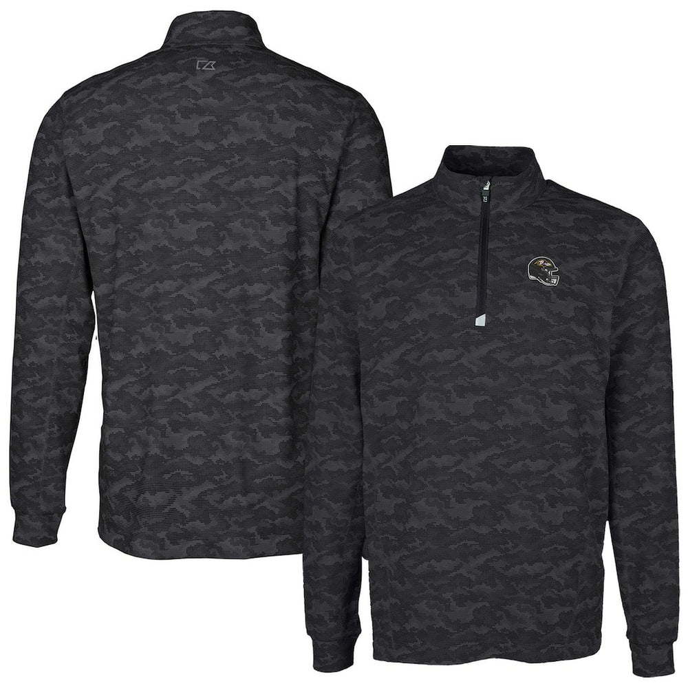 Baltimore Ravens Cutter & Buck Helmet Traverse Camo Print Stretch Quarter-Zip Pullover Top - Black online
