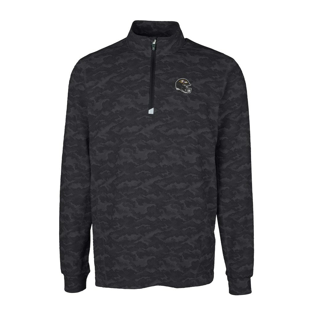 Baltimore Ravens Cutter & Buck Helmet Traverse Camo Print Stretch Quarter-Zip Pullover Top - Black online