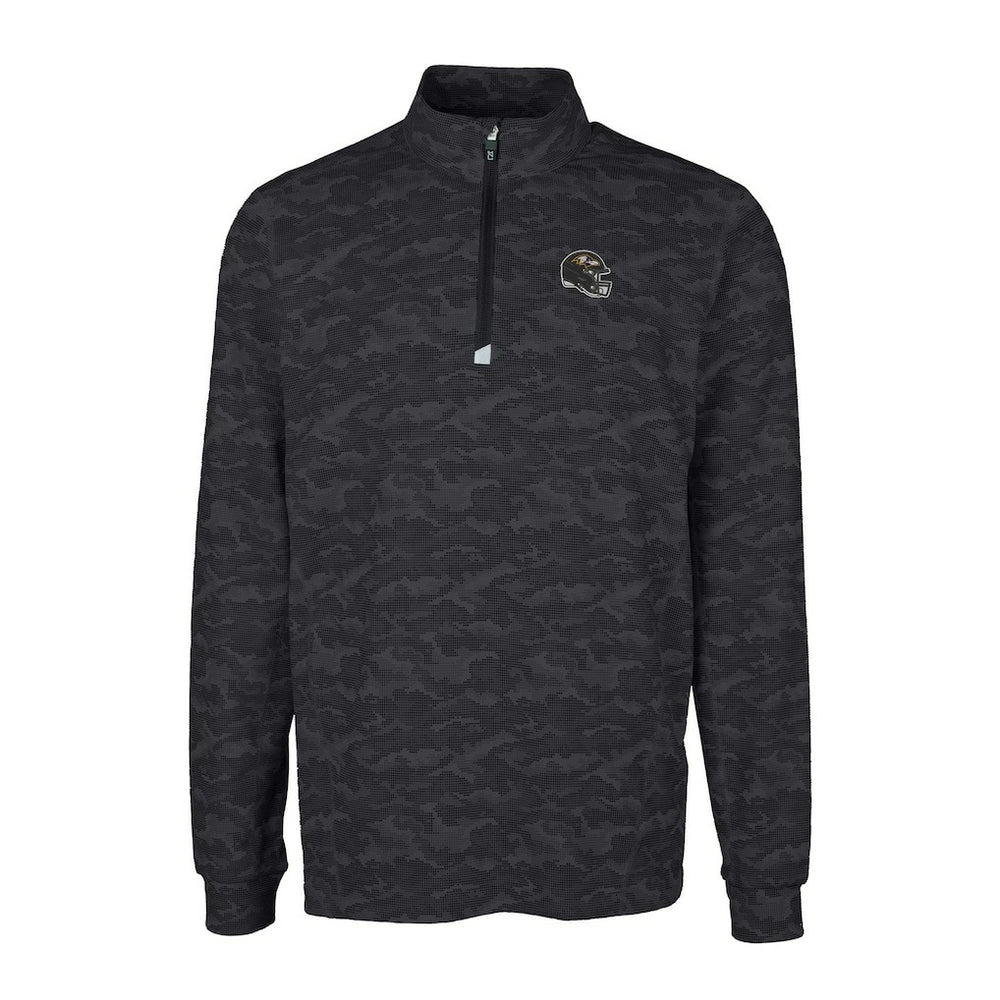 Baltimore Ravens Cutter & Buck Helmet Traverse Camo Print Stretch Quarter-Zip Pullover Top - Black online