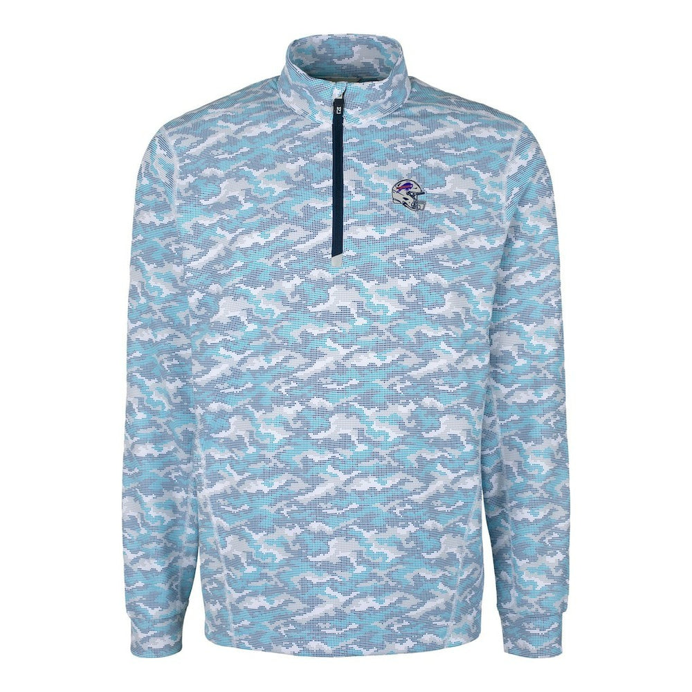 Buffalo Bills Cutter & Buck Helmet Traverse Camo Print Stretch Quarter-Zip Pullover Top - Light Blue online