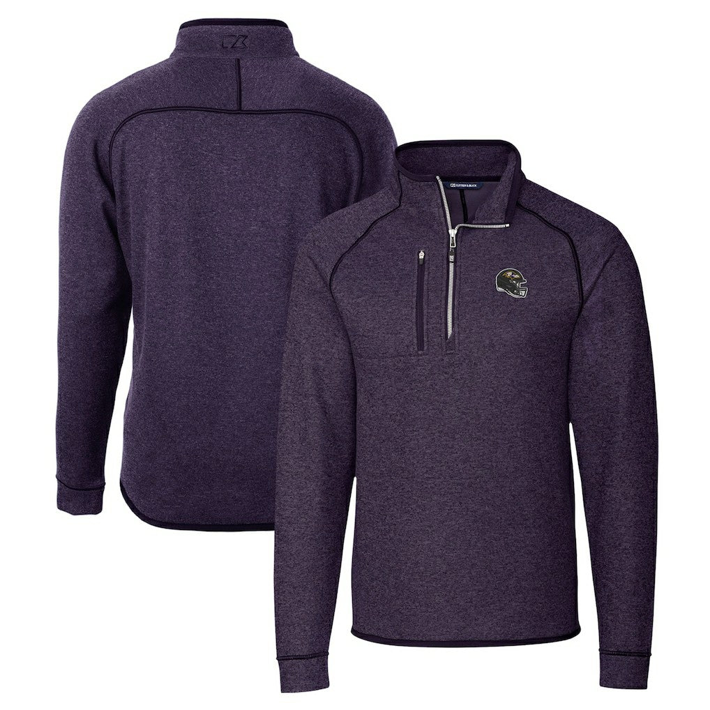Baltimore Ravens Cutter & Buck Helmet Mainsail Sweater-Knit Half-Zip Pullover Jacket - Purple cheap