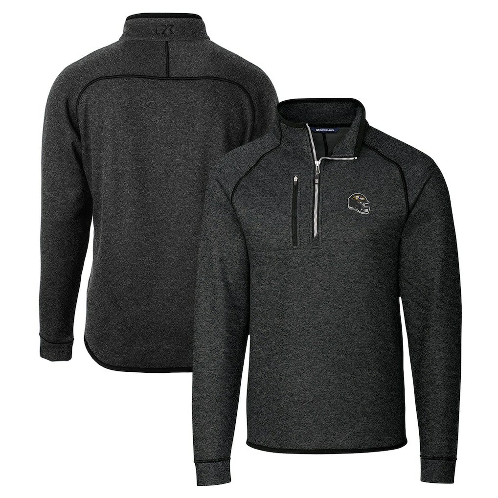 Baltimore Ravens Cutter & Buck Helmet Mainsail Sweater-Knit Half-Zip Pullover Jacket - Charcoal discount