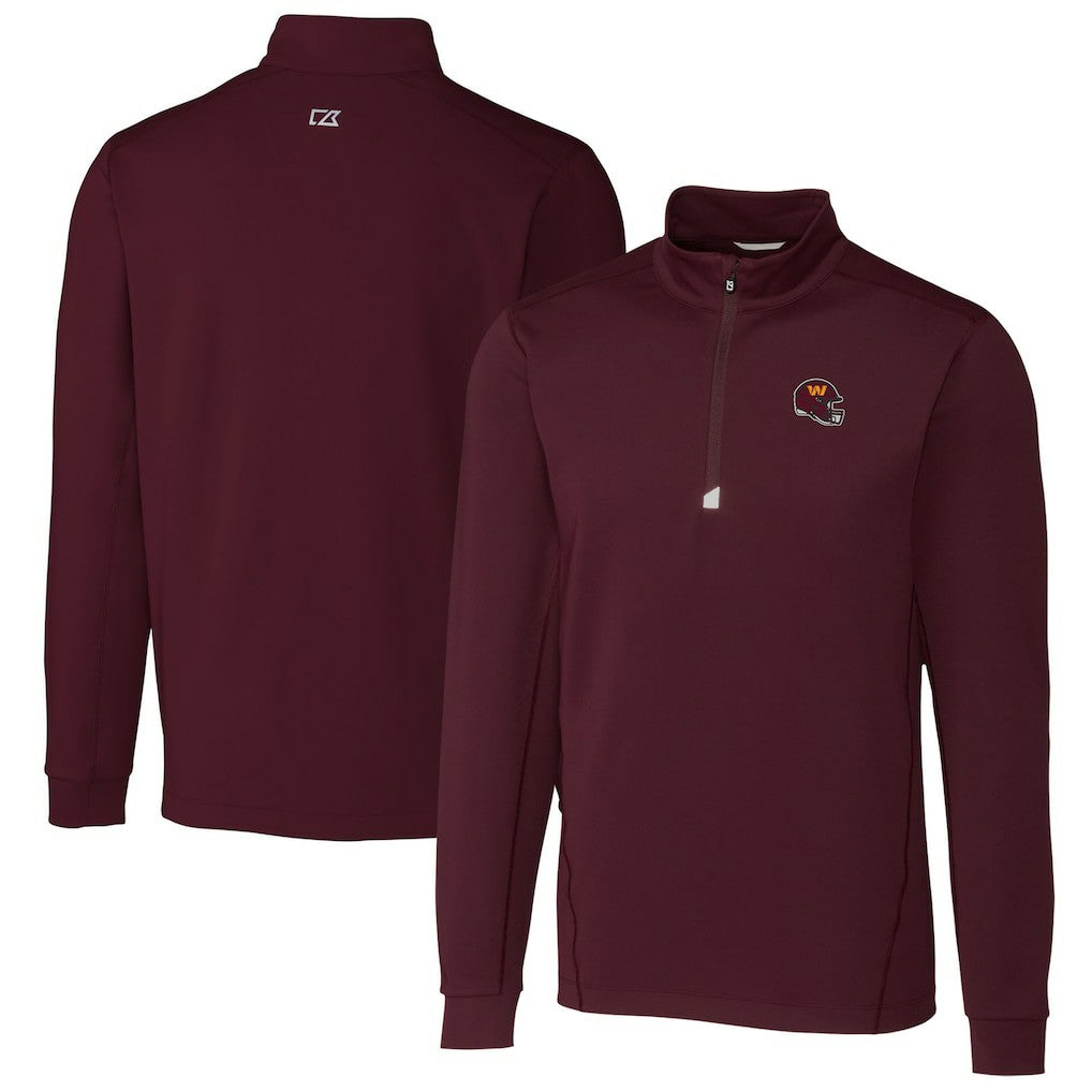 Washington Commanders Cutter & Buck Helmet Traverse Stretch Quarter-Zip Pullover Top - Burgundy cheap
