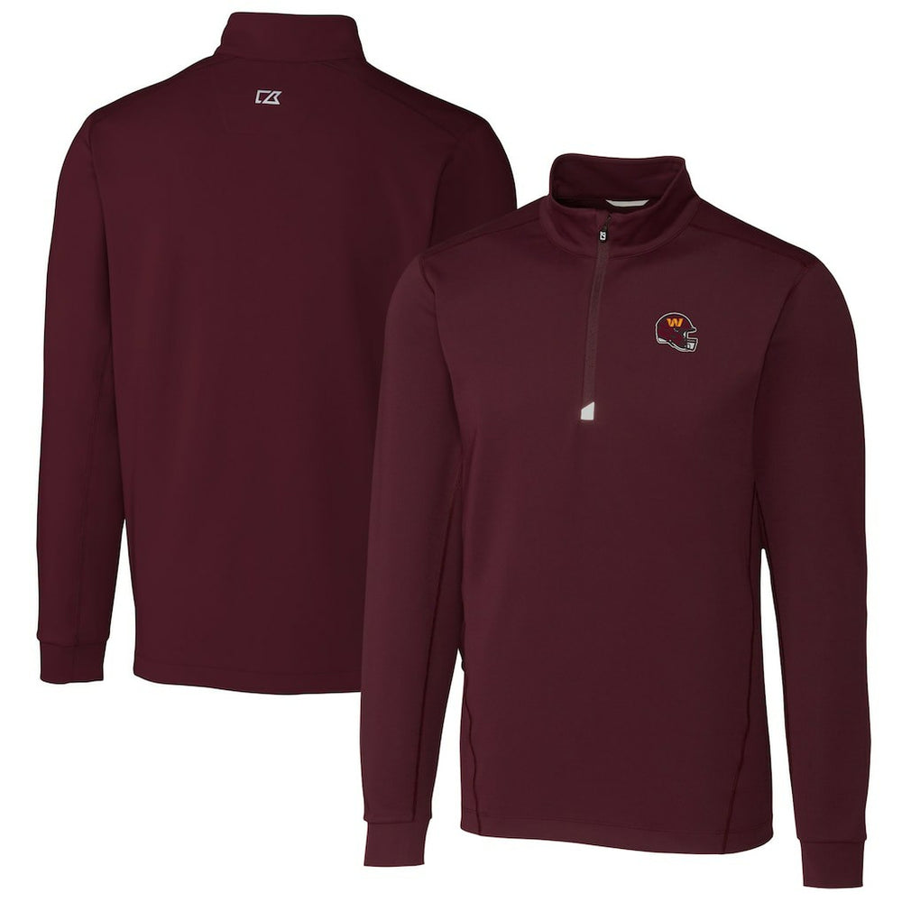 Washington Commanders Cutter & Buck Helmet Traverse Stretch Quarter-Zip Pullover Top - Burgundy cheap