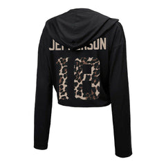 Justin Jefferson Minnesota Vikings Majestic Threads Women's Leopard Player Name & Number Long Sleeve Cropped Hoodie - Black sale