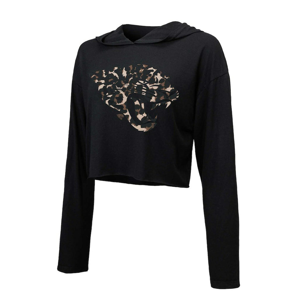 Trevor Lawrence Jacksonville Jaguars Majestic Threads Women's Leopard Player Name & Number Long Sleeve Cropped Hoodie - Black cheap