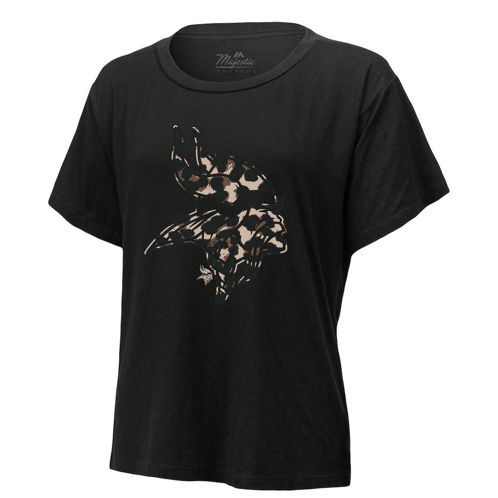 Justin Jefferson Minnesota Vikings Majestic Threads Women's Leopard Player Name & Number T-Shirt - Black cheap