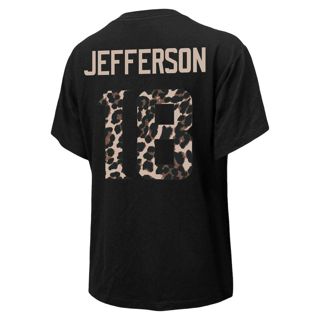 Justin Jefferson Minnesota Vikings Majestic Threads Women's Leopard Player Name & Number T-Shirt - Black cheap