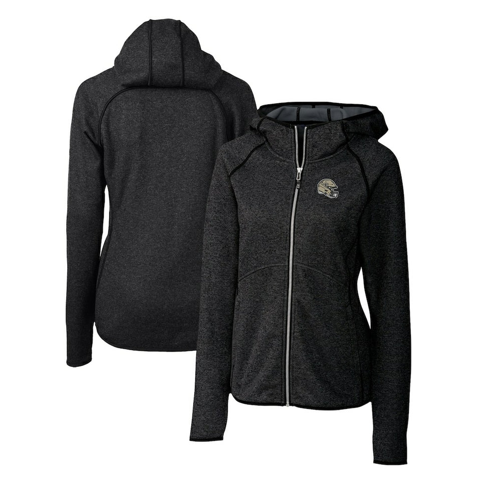 New Orleans Saints Cutter & Buck Women's Helmet Logo Mainsail Sweater-Knit Full-Zip Hoodie - Charcoal outlet