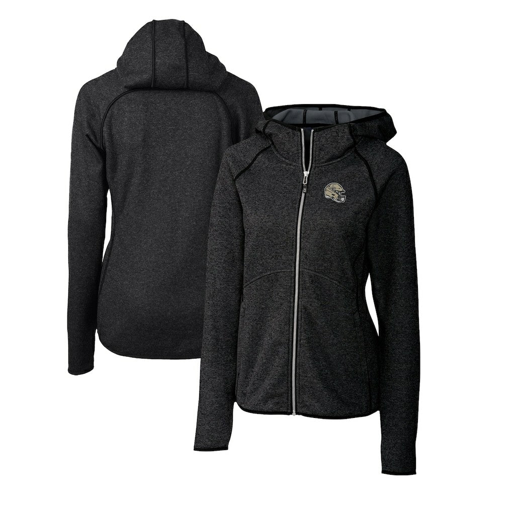 New Orleans Saints Cutter & Buck Women's Helmet Logo Mainsail Sweater-Knit Full-Zip Hoodie - Charcoal outlet