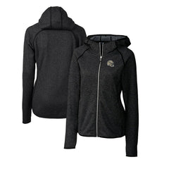 New Orleans Saints Cutter & Buck Women's Helmet Logo Mainsail Sweater-Knit Full-Zip Hoodie - Charcoal outlet