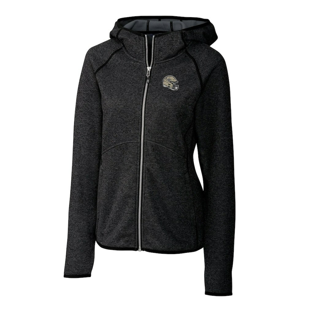 New Orleans Saints Cutter & Buck Women's Helmet Logo Mainsail Sweater-Knit Full-Zip Hoodie - Charcoal outlet