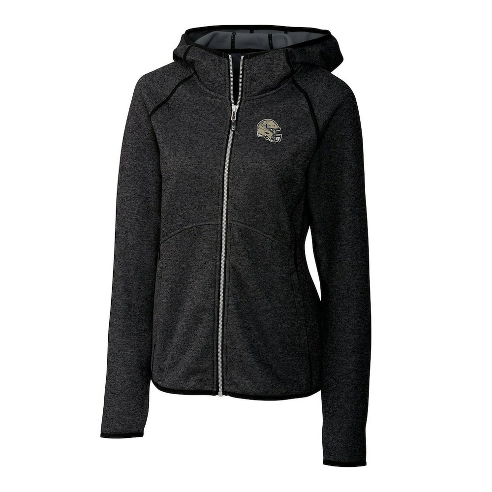 New Orleans Saints Cutter & Buck Women's Helmet Logo Mainsail Sweater-Knit Full-Zip Hoodie - Charcoal outlet