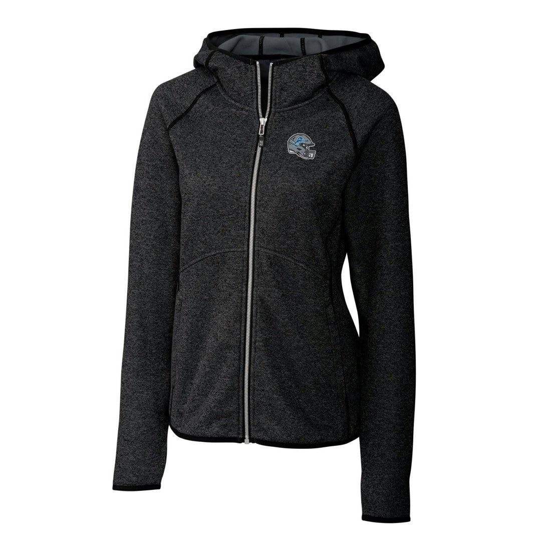 Detroit Lions Cutter & Buck Women's Helmet Logo Mainsail Sweater-Knit Full-Zip Hoodie - Charcoal on sale