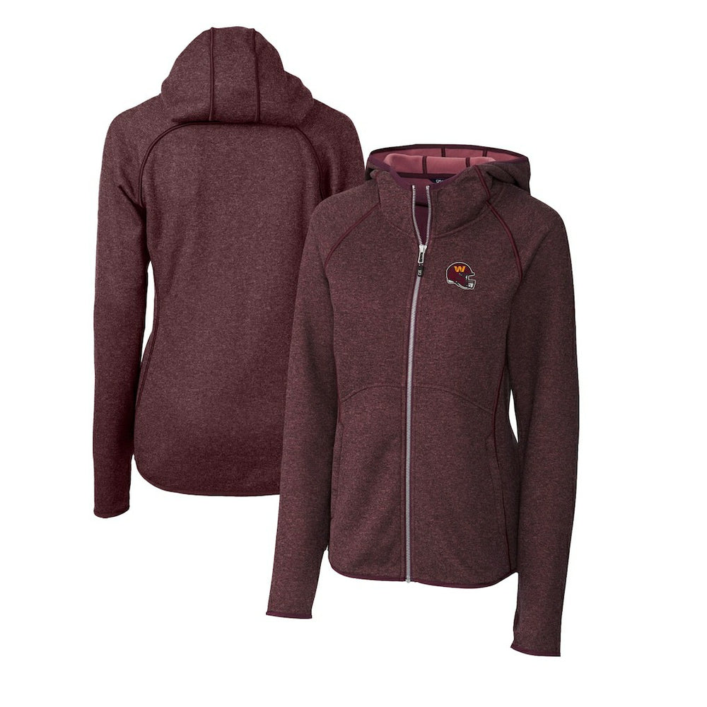 Washington Commanders Cutter & Buck Women's Helmet Logo Mainsail Sweater-Knit Full-Zip Hoodie - Burgundy outlet