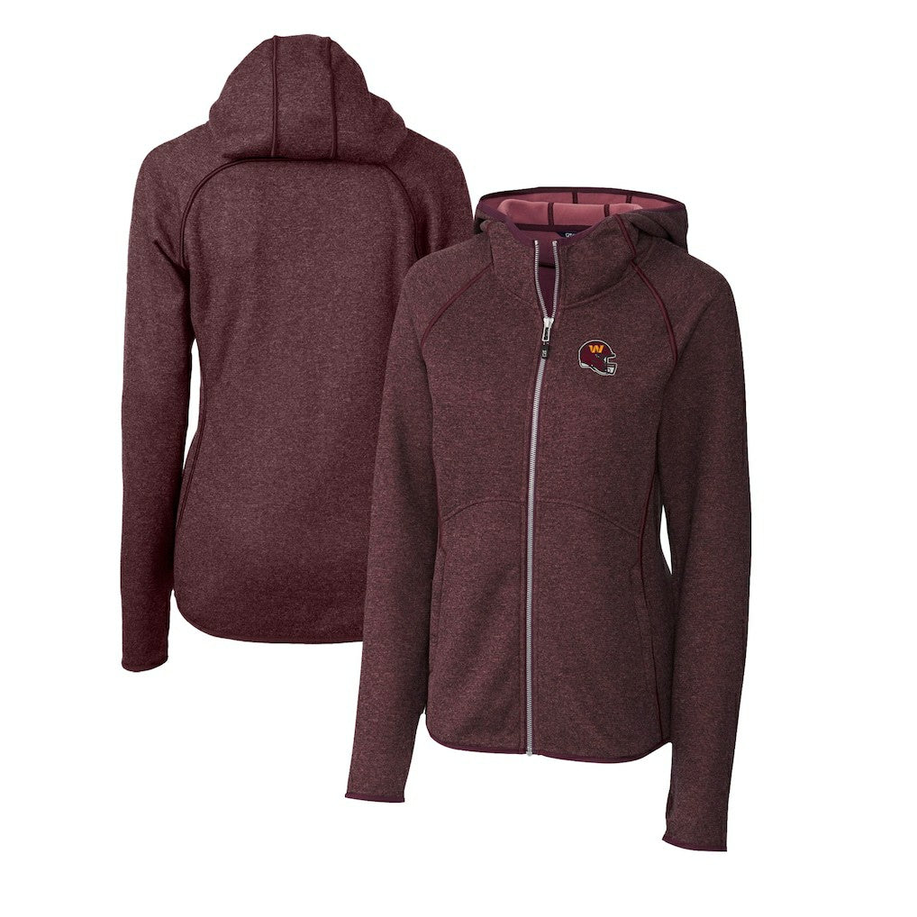 Washington Commanders Cutter & Buck Women's Helmet Logo Mainsail Sweater-Knit Full-Zip Hoodie - Burgundy outlet